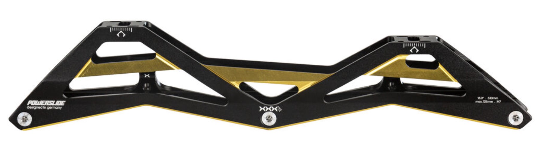 Powerslide 3X race frame 3x125 with 195 mounting in black with gold accents
